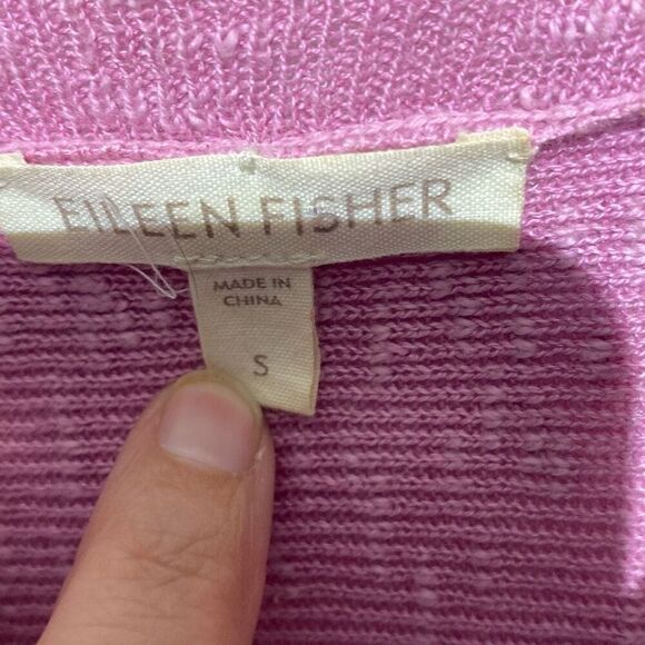 Eileen Fisher Women's Pink Linen Cotton Open Front Cardigan Sweater Small - Picture 3 of 8